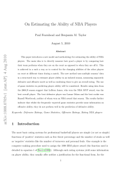 On Estimating the Ability of NBA Players arXiv:1008.0705v1