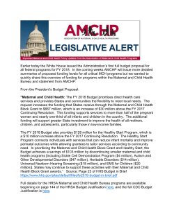 AMCHP`s Statement on the President`s Budget Proposal for FY 2018