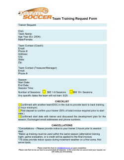 Team Training Request Form