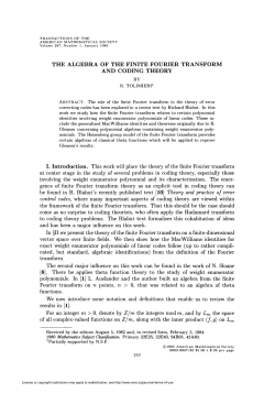 the algebra of the finite fourier transform and coding theory