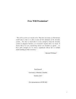 Free Will Pessimism - Tulane Murphy Institute