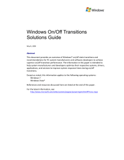 Part 1: Overview of On/Off Transitions
