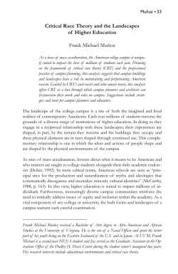 Critical Race Theory and the Landscapes of Higher Education Frank