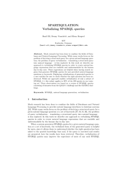 SPARTIQULATION: Verbalizing SPARQL queries - AIFB