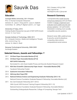 Sauvik Das -- Curriculum Vitae