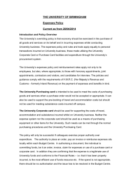 Revised Expenses and Card Policy Document