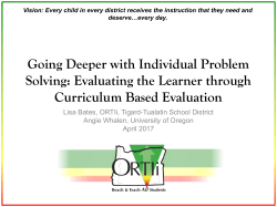 Using Curriculum Based Evaluation in a Problem