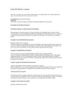 Purdue OWL Rhetoric 2: Argument This page is brought to you by