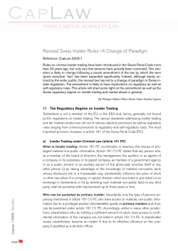 Revised Swiss Insider Rules&mdash;A Change of Paradigm