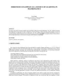 Errors as a Source of Learning in Mathematics