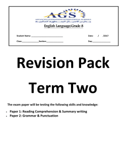 English Revision Pack Grade 8