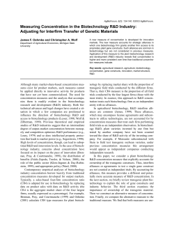 Measuring Concentration in the Biotechnology R/D Industry
