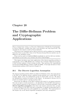 The Diffie-Hellman Problem and Cryptographic Applications