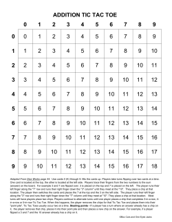 addition tic tac toe 0 1 2 3 4 5 6 7 8 9 0 0 1 2 3 4 5 6 7 8 9 1 1 2 3 4 5