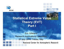 Statistical Extreme Value Theory (EVT) Part I