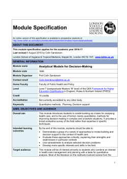 Analytical Models for Decision-Making