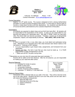 Algebra 1- Syllabus