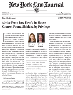 Advice From Law Firm`s In-House Counsel Found