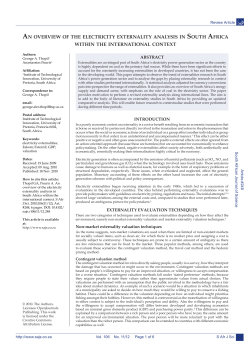 AN OVERVIEW OF THE ELECTRICITY ExTERNALITY ANALYSIS IN