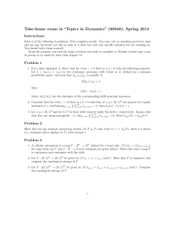 Take-home exam in &ldquo;Topics in Dynamics&rdquo; (80940), Spring 2014