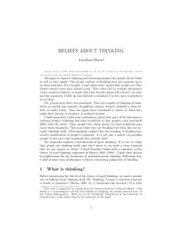 beliefs about thinking - Penn Arts and Sciences