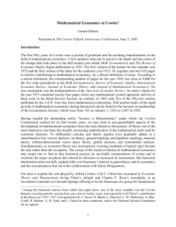 Mathematical Economics at - Cowles Foundation