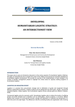 developing humanitarian logistic strategy