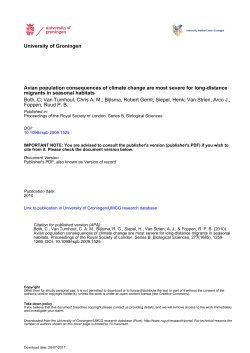 University of Groningen Avian population consequences of climate
