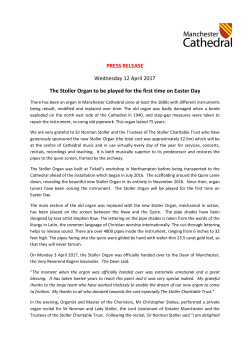 The Stoller Organ to be played for the first time on Easter Day