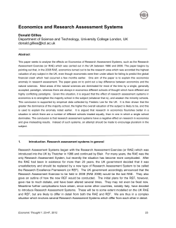 Economics and Research Assessment Systems