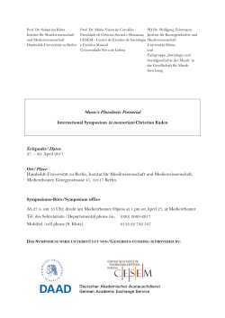 Music`s Pluralistic Potential International Symposium in memoriam