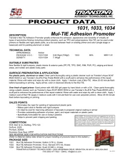 PRODUCT DATA 1031, 1033, 1034 mul-tie adhesion