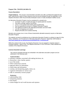 PAA 18A Life Skills - Sun West School Division