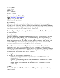 Course Syllabus Public Choice POLS 5376 Holden Hall 00226 M 4