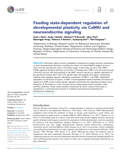 Feeding state-dependent regulation of developmental plasticity via