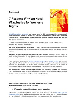 7 Reasons Why We Need #TaxJustice for Women`s Rights