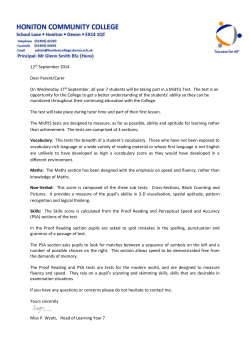 Year 7 MidYis Test - Honiton Community College