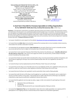 Checklist for Intending Overseas Tutors coming to Australia