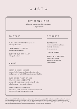 SET MENU ONE - Gusto Restaurants
