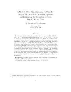 LAPACK Style Algorithms and Software for Solving the