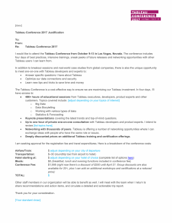 Justification Letter - Tableau Conference 2017