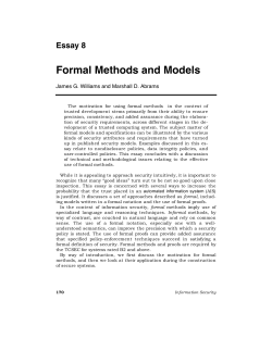 Formal Methods and Models