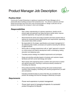 Product Manager Job Description