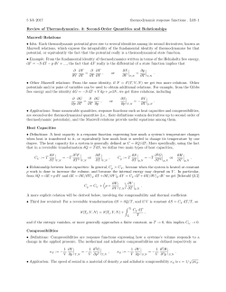 5 feb 2017 thermodynamic response functions . L03&ndash;1 Review of
