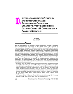 INTERNATIONALIZATION STRATEGY AND FIRM PERFORMANCE