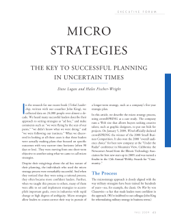 Micro strategies: The key to successful planning in uncertain times