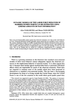 DYNAMIC MODELS OF THE LABOR FORCE BEHAVIOR OF