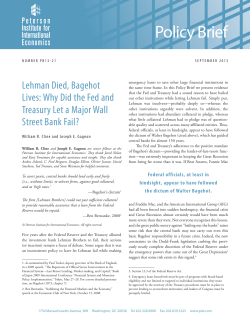 Policy Brief 13-21: Lehman Died, Bagehot Lives: Why Did the Fed