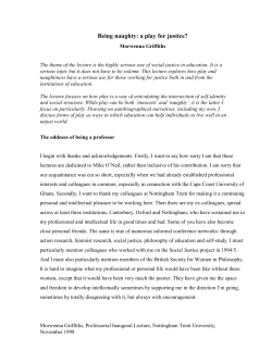 A Play of the Self - Professor Morwenna Griffiths