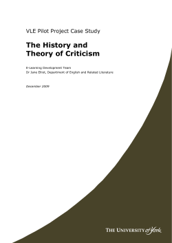 The History and Theory of Criticism Case Study
